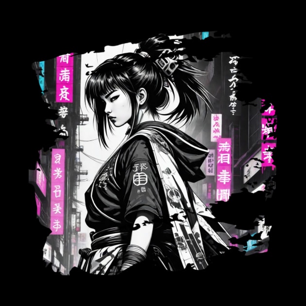 Futuristic Japanese Style Kunoichi Girl by pibstudio. 