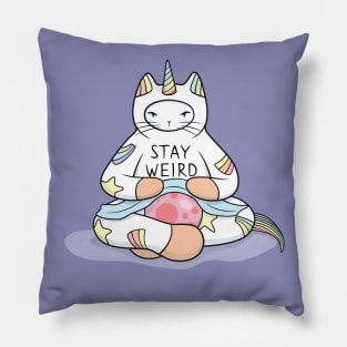 Weird Unicorn Cat cares Pillow