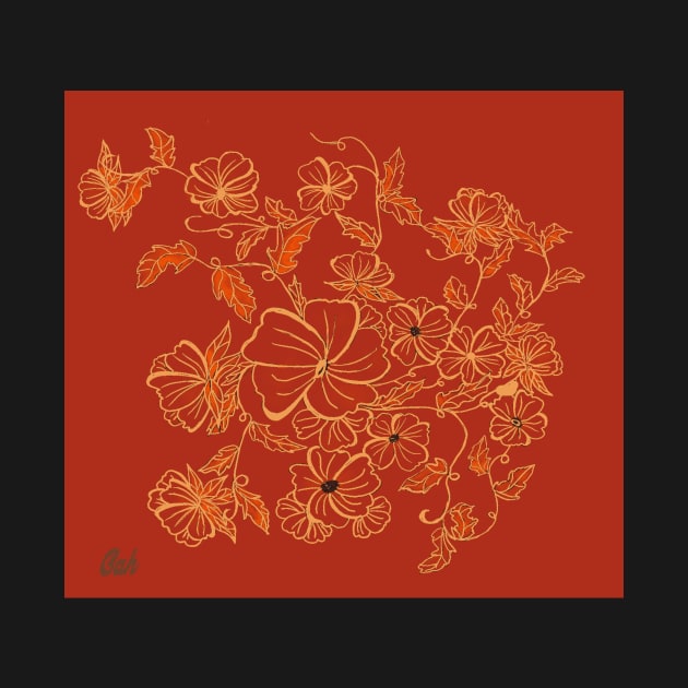 Flowers and Vines in Red by CATiltedArt