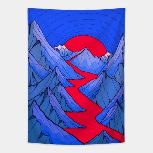 Red moon river Tapestry