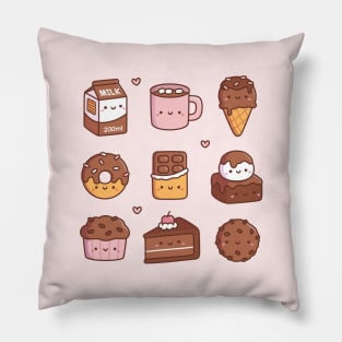 Cute Chocolate Food Doodles Pillow