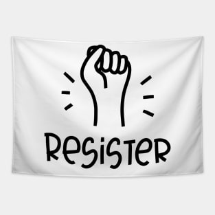 Resister Raised Fist Protest black & white design Tapestry