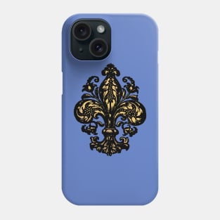 Elegant Fancy French Renaissance Fleur De Lis Black and Gold Phone Case