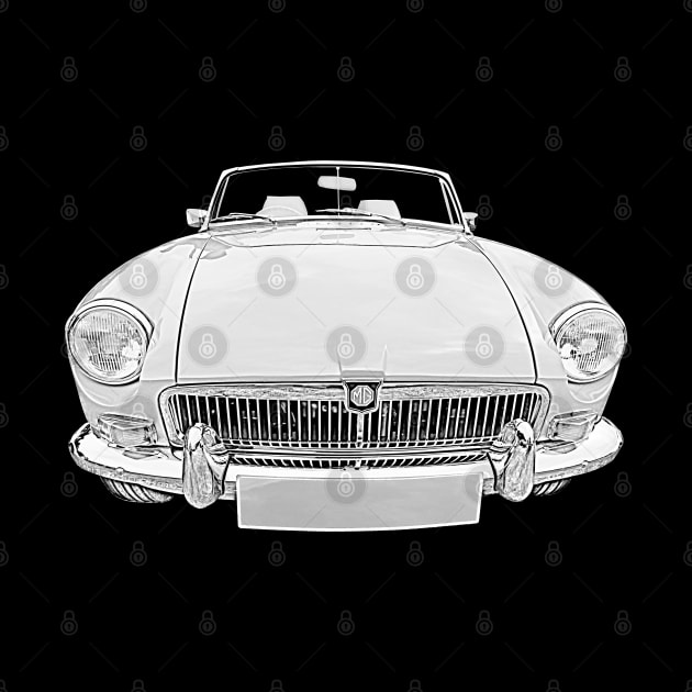 MGB 1970s classic car monochrome by soitwouldseem