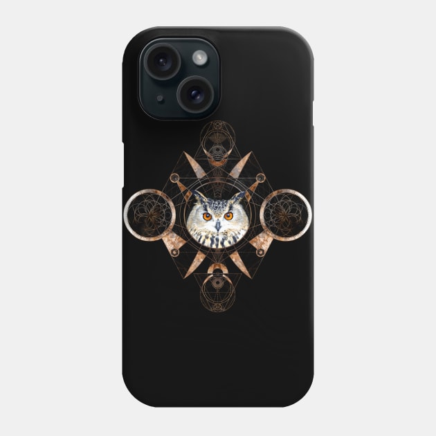 Owl in Sacred Geometry Ornament Phone Case by Nartissima