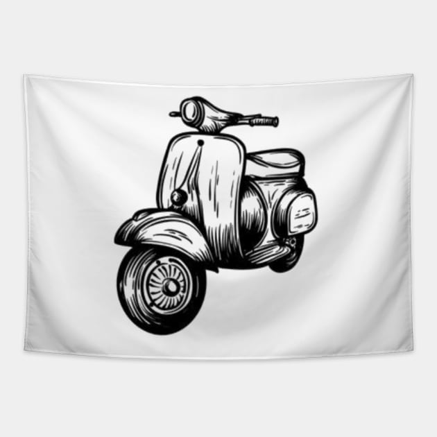 Motorcycle vespa Tapestry by WARKUZENA