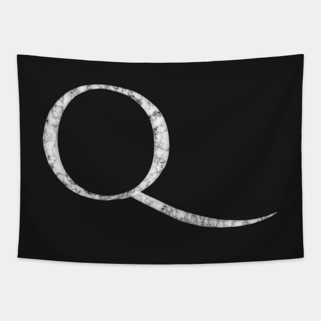 Q in Roman White Marble Latin Alphabet Letter Sticker Tapestry by SolarCross