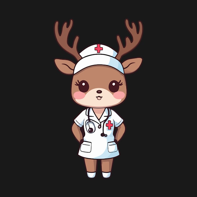 Cheerful Nurse Reindeer by Rishirt