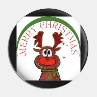 Merry deer red christmas Pin