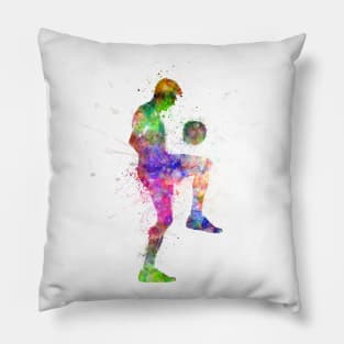 Soccer player in watercolor Pillow