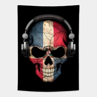 Dark Skull Deejay with Dominican Flag Tapestry