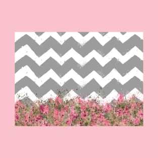 Shabby Chevron Stripes in Gray & White T-Shirt