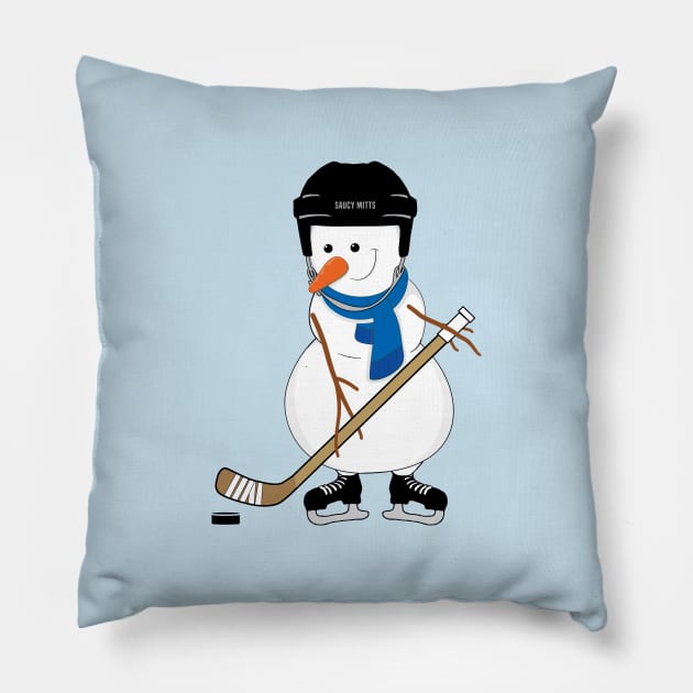 Hockey Snowman Pillow by SaucyMittsHockey