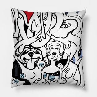 MC w dogs doodleflow Pillow