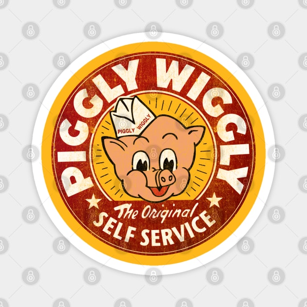 Piggly Wiggly Self Service Worn Magnet by Alema Art