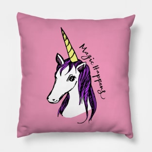 Magic Happens Unicorn Pillow