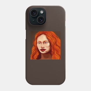 Red haired girl portrait print Phone Case