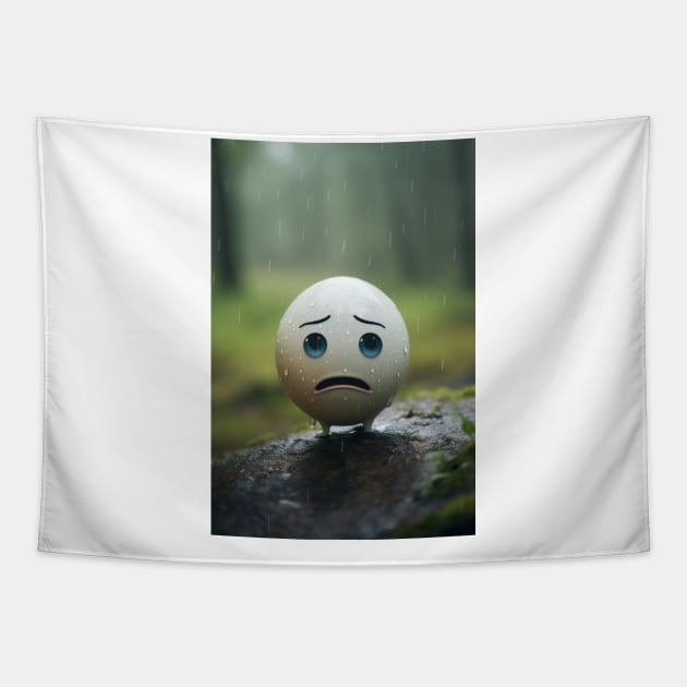 Sad emoticon in the woods Tapestry by TheMadSwede