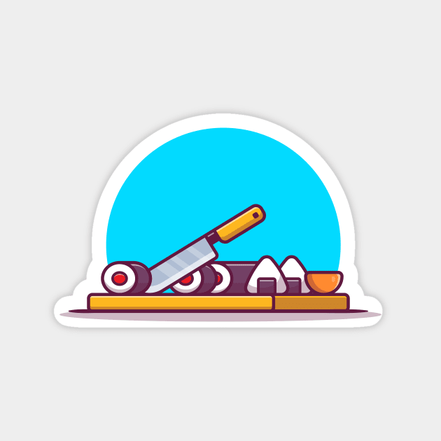 Sushi And Onigiri With Knife Magnet by Catalyst Labs