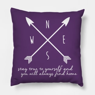 Compass Arrow Design in White Pillow