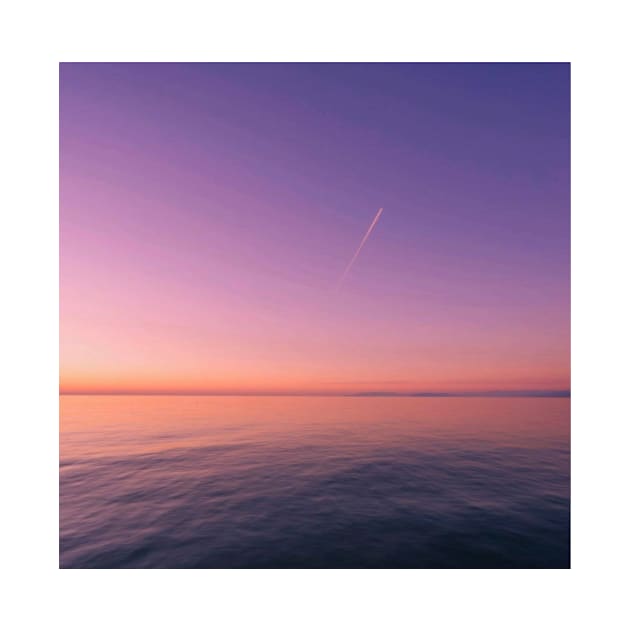 Blue, purple and pink sunset with the plane by tbarbaraa