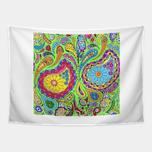 Lime Bright Paisley Tapestry