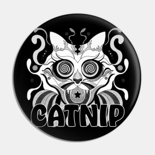 Psychedelic Catnip Black and White Pin