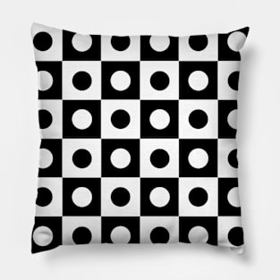 Black and White Polka Dot Patchwork Pattern Pillow