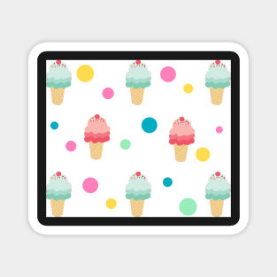 Ice Cream Cone Cute Polka Dots Background Summer Vacation Pink Yellow Teal Social Distancing FaceMask Magnet