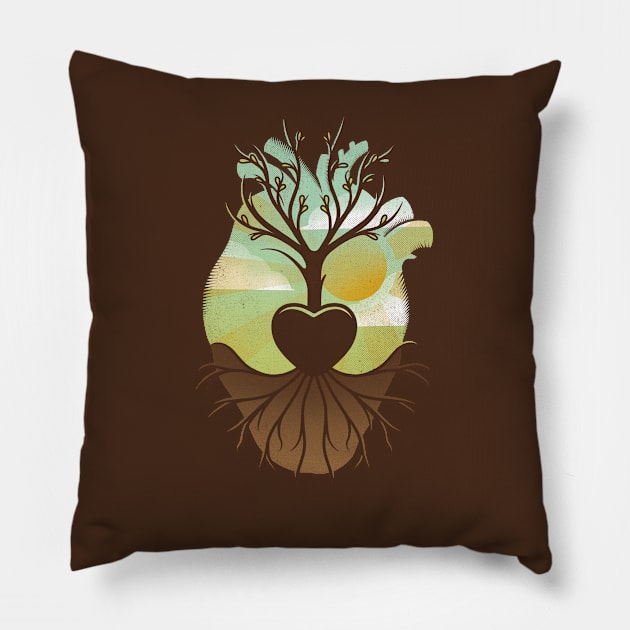 Natural Heart Vintage Design Pillow by Alundrart