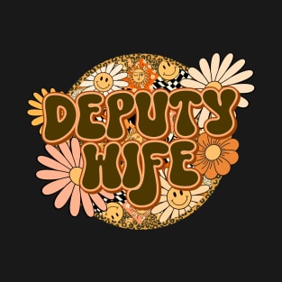 Deputy Wife Retro Groovy Floral Leopard T-Shirt