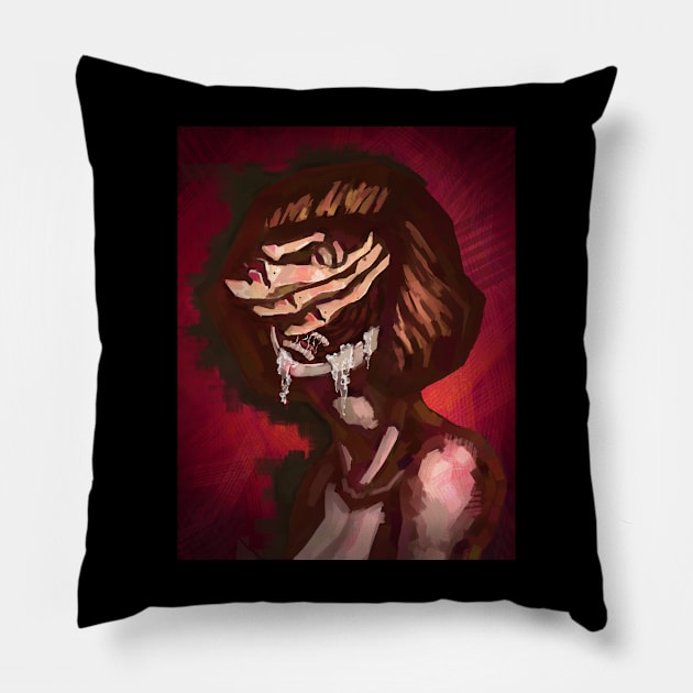 Unmasked portrait of a young female Pillow by ikigaishop