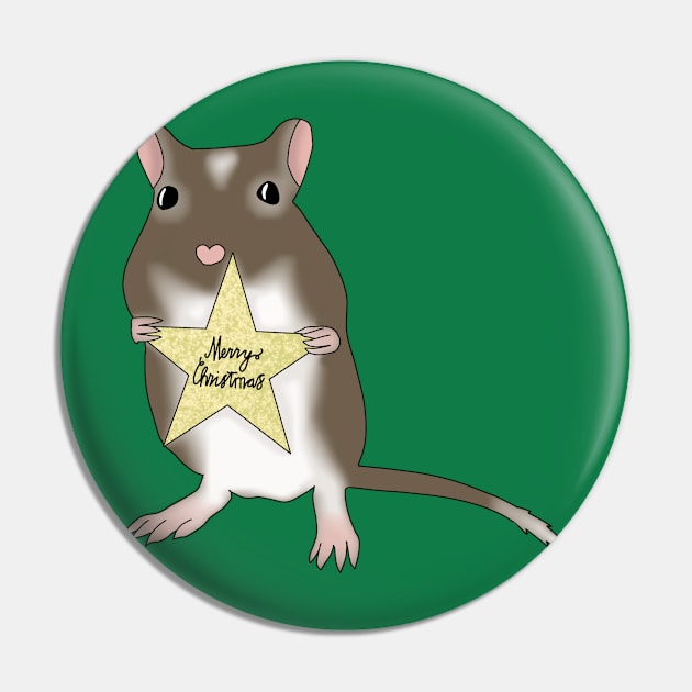 Cute brown gerbil says merry Christmas Pin by Becky-Marie