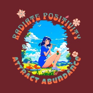 Radiate Positivity, Attract Abundance Anime Manga Design T-Shirt