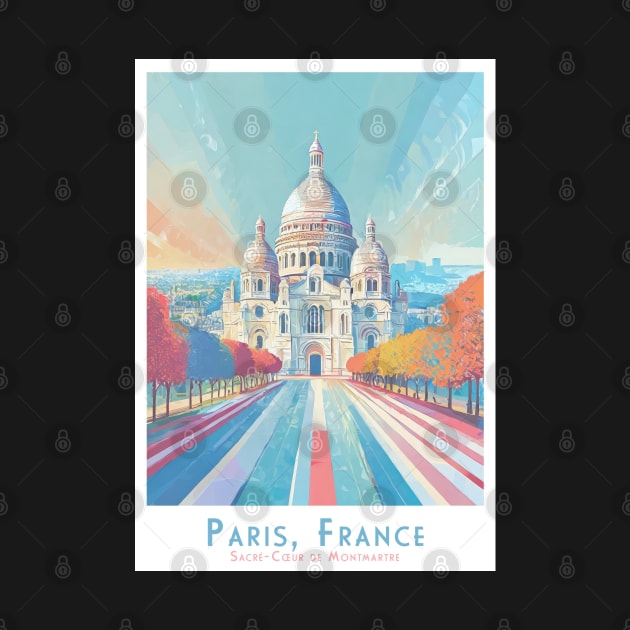 Sacre Coeur - Montmatre - Vintage Travel Poster - Minimalist Sacré-Cœur Paris, France in Retro Colors by POD24