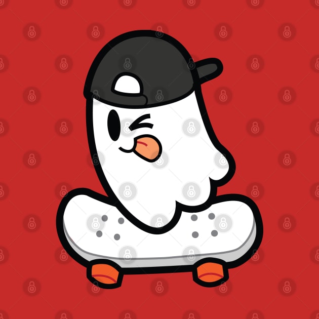 Cute Skateboarding Ghost by Sunny Saturated