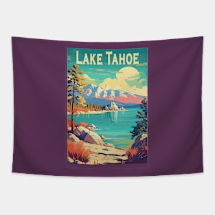 Lake Tahoe National Park Vintage Travel Poster Tapestry