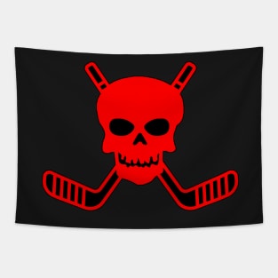 SKULL AND CROSSED HOCKEY STICKS Tapestry