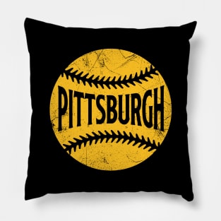 Pittsburgh Retro Baseball - Black Pillow