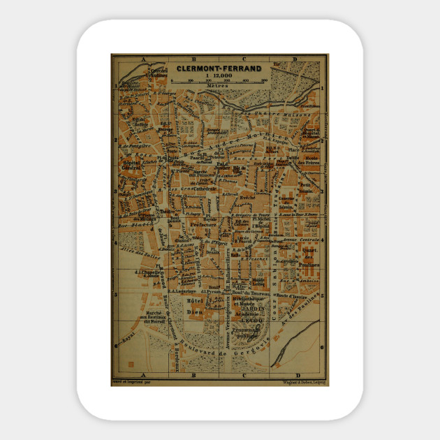 Vintage Clermont Ferrand France Map 1895 Clermont Ferrand