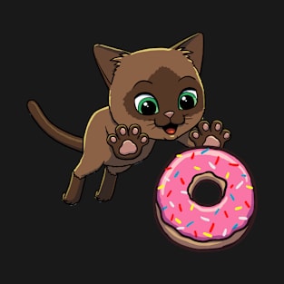 Burmese Cat excited to eat a donut T-Shirt