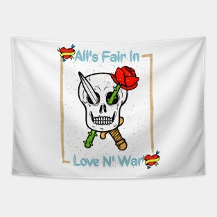 Skull Love And War Design Tapestry