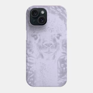 Ghostly alpaca and Lilac-gray mandala Phone Case