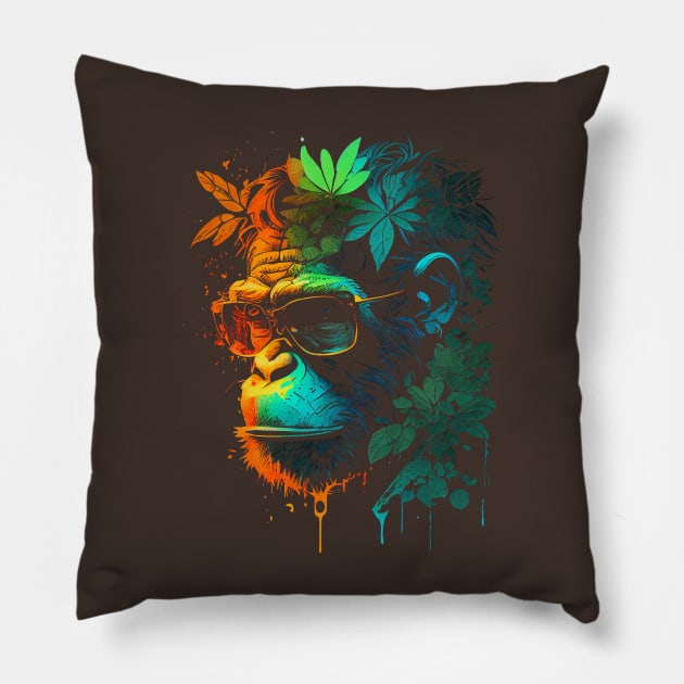 Monkey and Flowers Pillow by MarcusAndrade