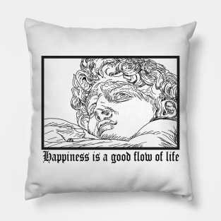 Aesthetic Black and White Greek Old Sculpt Design - Minimalist Sketch Pillow