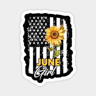 Flag Sunflower June Girl Magnet