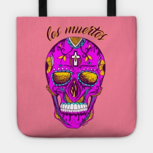 Neon Pink Los Muertos Skull Tote