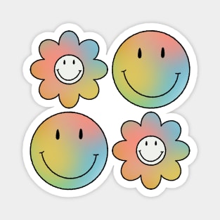 Psychedelic Flowers & Smileys Magnet