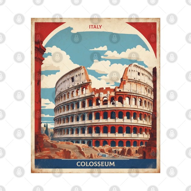 The Roman Colosseum Rome Italy Vintage Tourism Travel Poster by TravelersGems