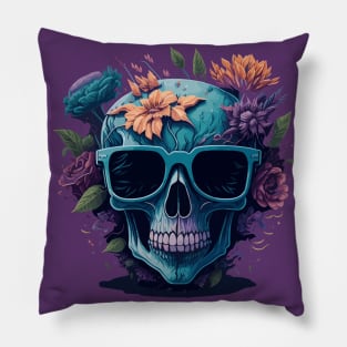 Pastel Flower Skull Pillow